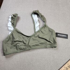 NWT Dream Bandits Australia Sustainable Green Byron Ruffle Trim Bikini Top Large